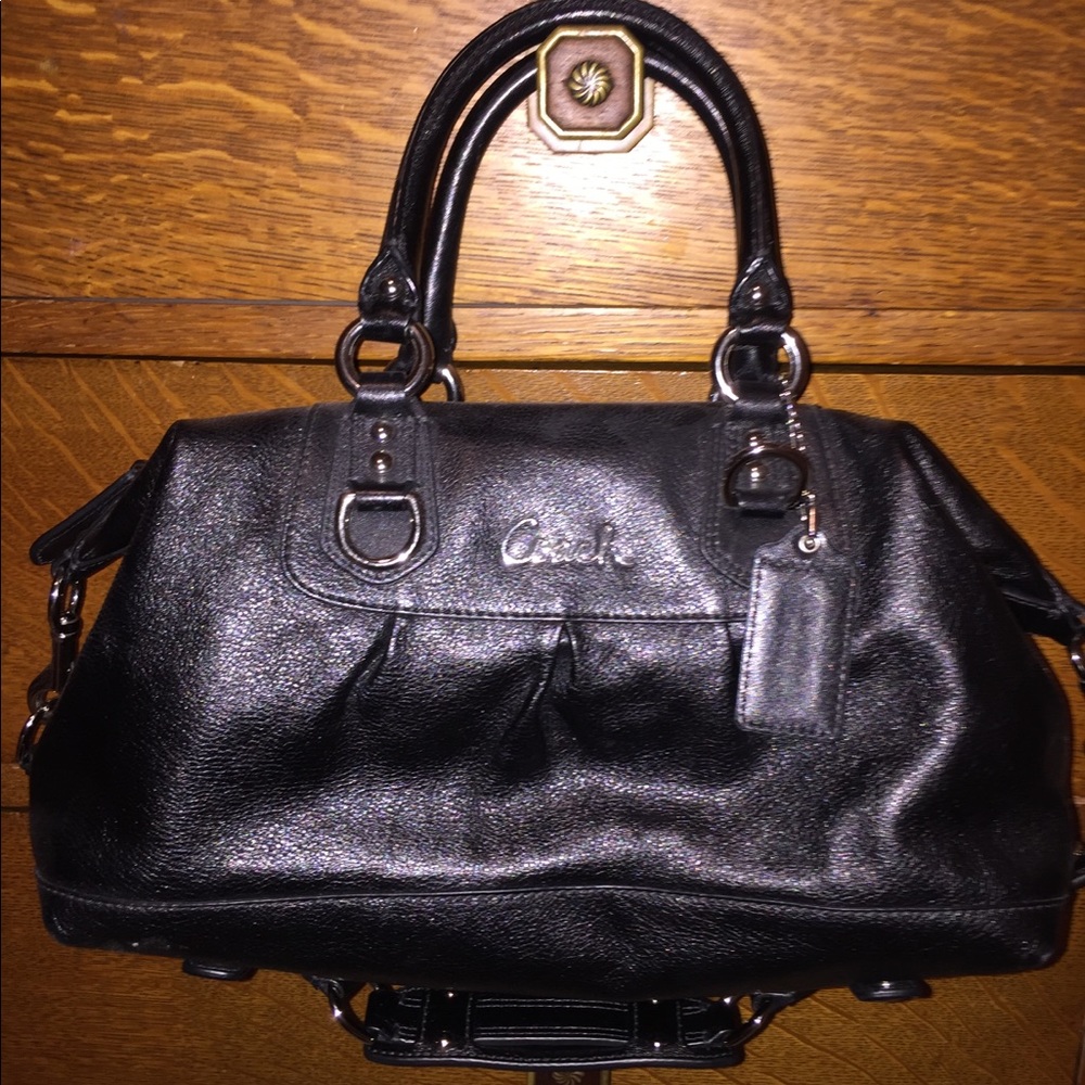 Black leather Coach Satchel